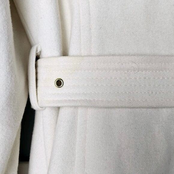 Michael Michael Kors Cream Asymmetrical Belted Wool Peacoat Womens Size 4 - Picture 5 of 11